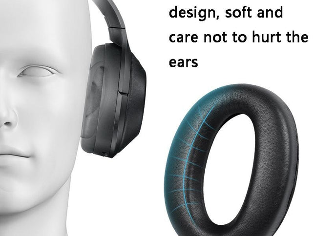 2 Leather Headset Earmuffs For Sony 1000Xm4 With Snap - Black-1922443459873083394