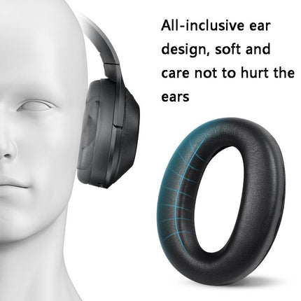 2 Leather Headset Earmuffs For Sony 1000Xm4 - Black Lambskin-1964932294980538370