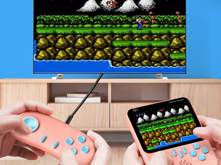 Ultra-Thin Handheld Game Console With 666 Built-In Games - Double Blue 3.5 Inch-1915197952100536326