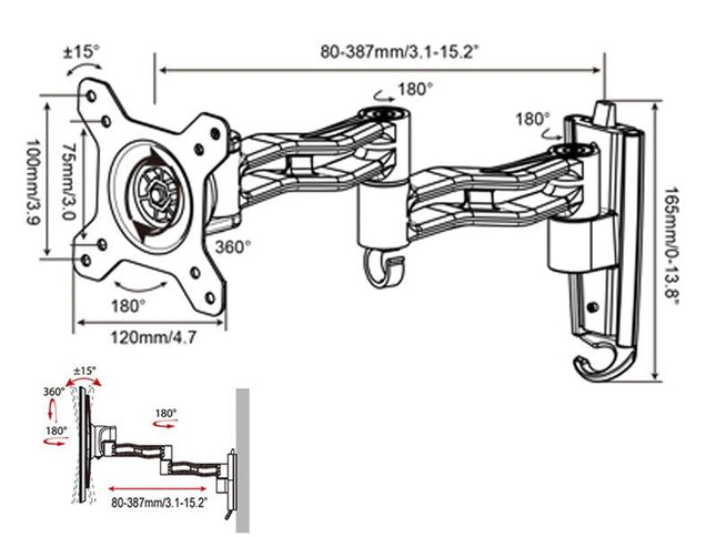 Telescopic Rotating Tv Wall Mount For Gibbon L33 Monitors-1915197298393092098