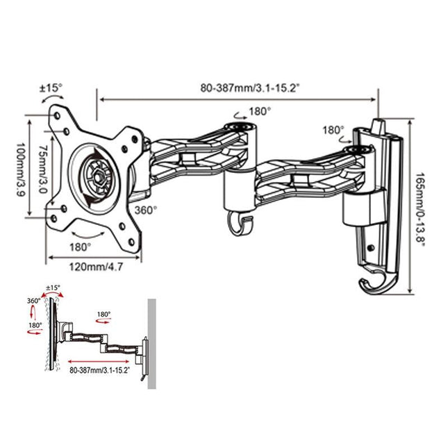 Telescopic Rotating Tv Wall Mount For Gibbon L33 Monitors-1964932248423763970
