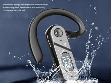 V28 Bluetooth Voice Control Earphone - Black Digital Display Single Ear-1915196931546681349