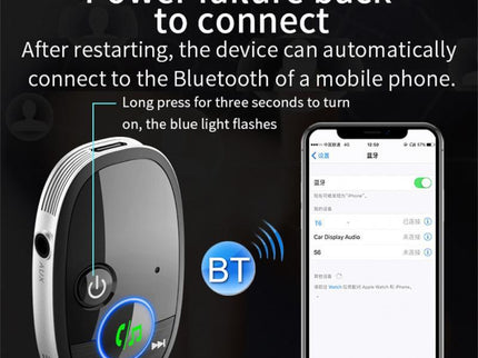 Wireless Car Bluetooth Music Receiver - Black-1915196889184210949