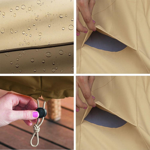 Waterproof Bbq Cover With Sundry Bag - 190X71X117Cm Beige-1915196664394682370