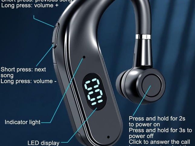 X5 Standard Bluetooth Hanging Ear Sports Headset With Digital Display-1915196936311410690