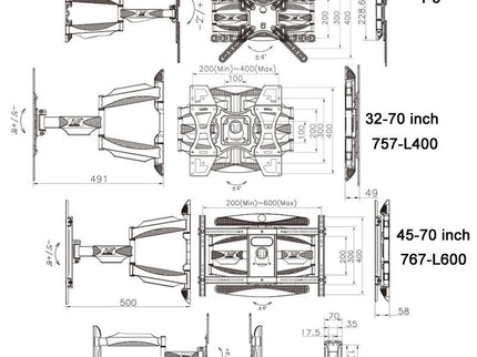 45-70 Inch Telescopic Swivel Tv Wall Mount Bracket-1915198145994821634