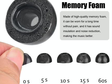 2-Pack Memory Foam Ear Tips For Tws Airpods Pro - Black Large-1915198291813994499