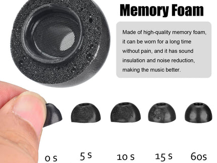2-Pack Memory Foam Ear Tips For Tws Airpods Pro - Black Small-1915197969896968195