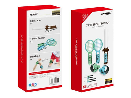 7-In-1 Sports Set For Nintendo Switch Lightsaber Leg Strap Tennis Racket Wrist Strap-1915197586340450309