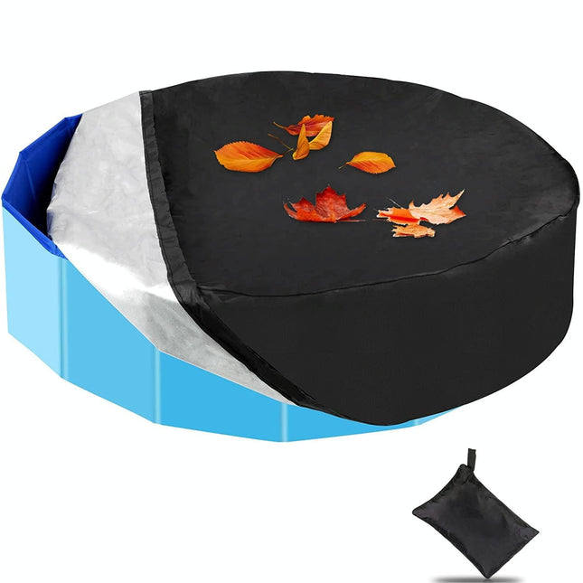 Round Foldable Pool Cover - Dustproof & Sunscreen - 122X30Cm - Black / Silver-1915197851705675777