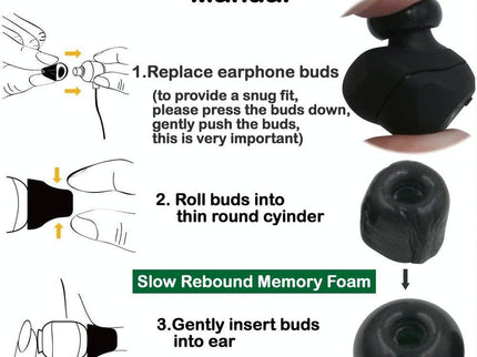 6-Pack Memory Foam Earplugs For Tws Wireless Headsets - Large-1915198275871444997
