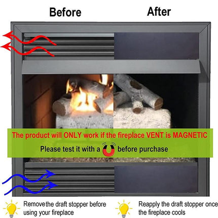 2-Pack Magnetic Fireplace Draft Stopper - 91.44 X 10.16Cm - Block Cold Air-1915198356523716611