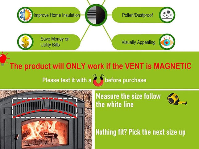 2-Pack Magnetic Fireplace Draft Stopper - 101.6 X 10.16Cm - Block Cold Air-1915197853333065730