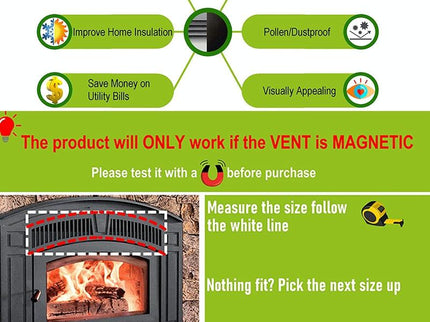 2-Pack Magnetic Fireplace Draft Stopper - 91.44 X 15.24Cm - Block Cold Air-1915197693437808642