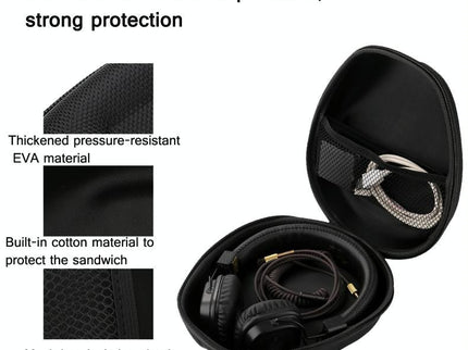 Compact Headphone Storage Bag - Black-1915198099429658626