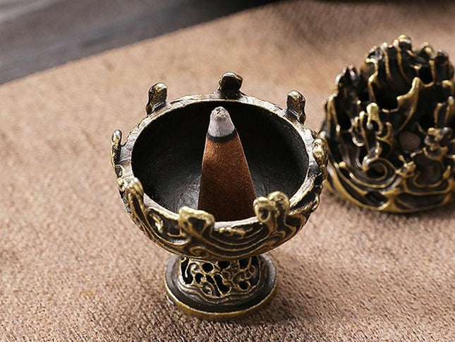 Large Vintage Copper Incense Burner - Bronze Ornament-1915198098708238337