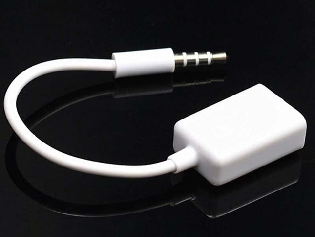 10-Piece Car Aux Audio To Usb Adapter Cable 3.5Mm 14Cm White-1915196811413426178