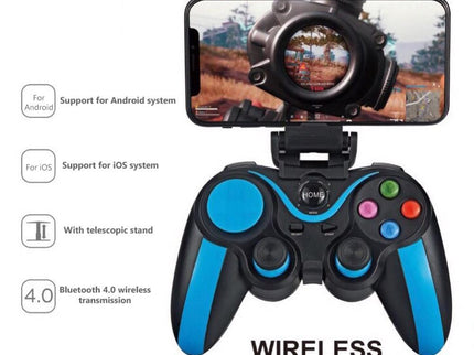 Wireless Bluetooth Game Handle For Android / Ios Phones With Holder - Blue / Black-1915196892803895298