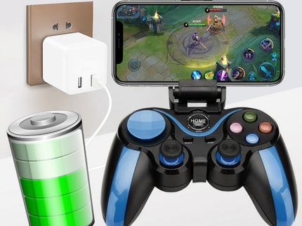 Wireless Bluetooth Game Handle For Android / Ios Phones With Holder - Blue / Black-1915196892803895302