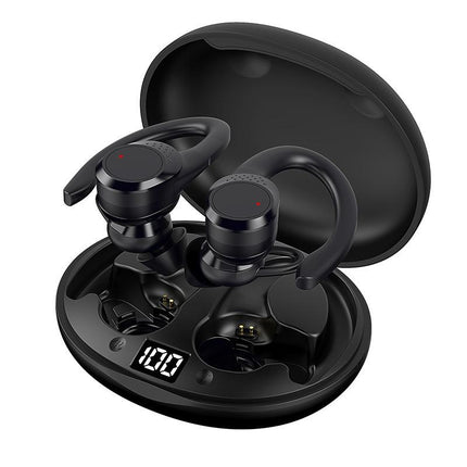 Digital Display Bluetooth Headset With Noise Reduction And Charging Bin - Black-1915197125487104000