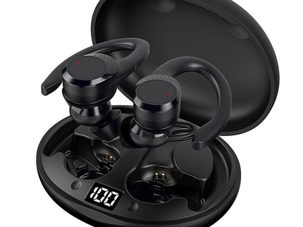 Digital Display Bluetooth Headset With Noise Reduction And Charging Bin - Black-1915197125487104006