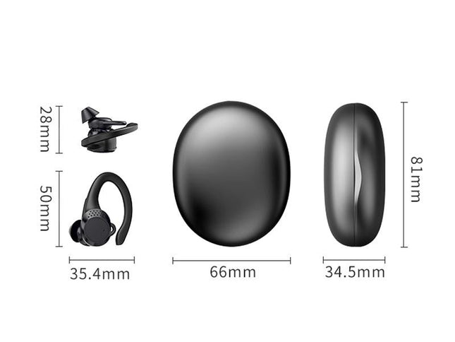 Digital Display Bluetooth Headset With Noise Reduction And Charging Bin - Black-1915197125487104001