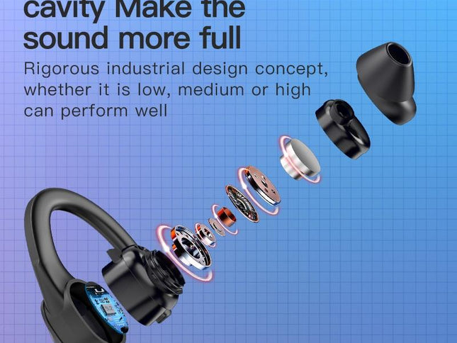 Digital Display Bluetooth Headset With Noise Reduction And Charging Bin - Black-1915197125487104002