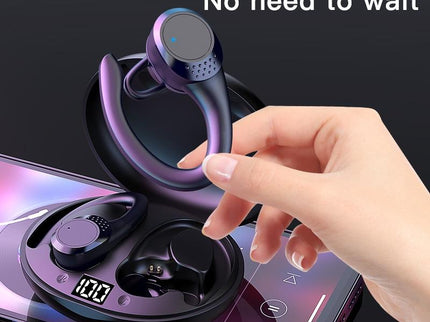 Digital Display Bluetooth Headset With Noise Reduction And Charging Bin - Black-1915197125487104003