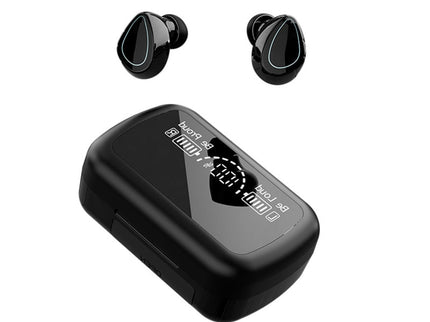 Mini Bluetooth Headset With Charging Bin And Digital Display - Black-1915196876223811590
