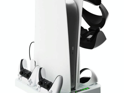 Multifunctional Cooling Base For Ps5 With Vr2 Handle Charging And Disc Storage Stand - White-1915196930066092034