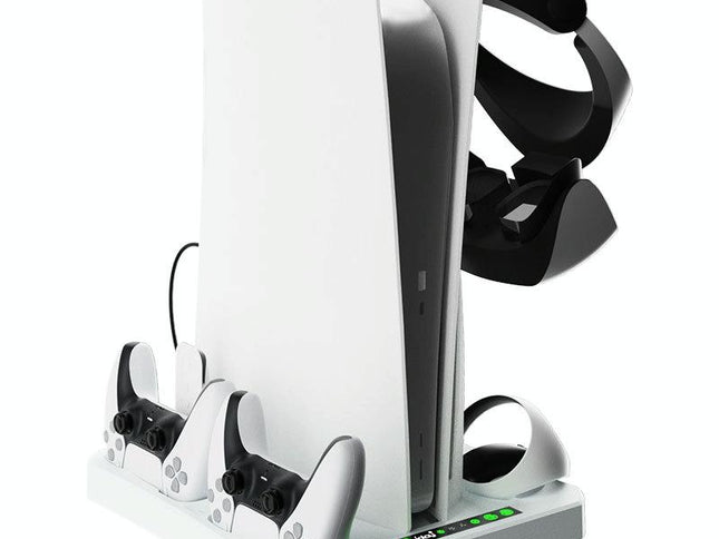 Multifunctional Cooling Base For Ps5 With Vr2 Handle Charging And Disc Storage Stand - White-1915196930066092034