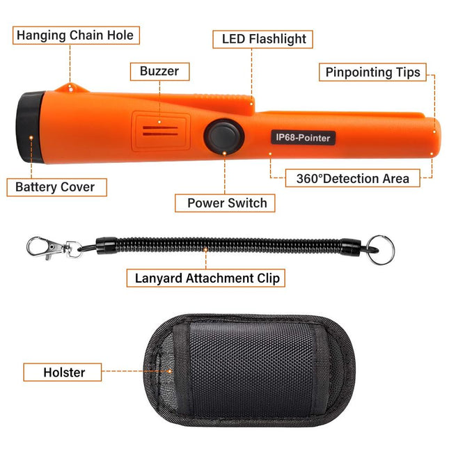 Waterproof Handheld Metal Detector With Positioning Stick - Ip68-1962691926423638017