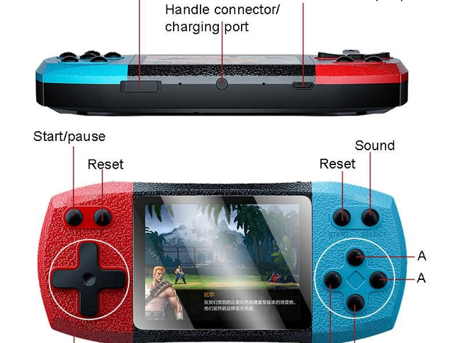 Large Screen Pocket Console - 620 Games - Single Player - 3 Inch Screen - Red / Blue-1915198256409874433