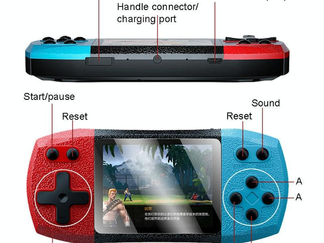Large Screen Pocket Console - 620 Games - Single Player - 3 Inch Screen - Red / Yellow-1915198086586699777