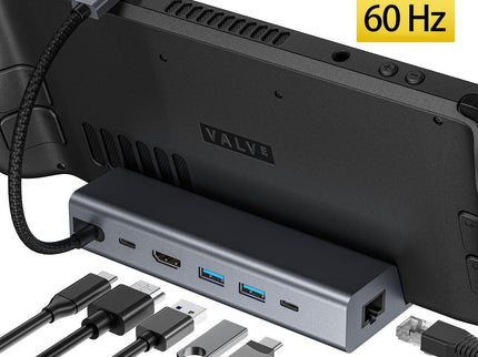 6-In-1 Docking Station For Steam Deck With Hdmi Rj45 Usb 3.0 Usb-C Pd 100W-1915197237491798023