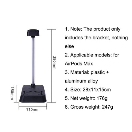 Max Hifylux Headphone Stand With Mobile Phone Holder And Storage Box - Black-1964932205193072649