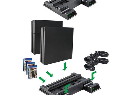 Vertical Cooling Stand With Dual Controller Charger For Ps4 - Black-1922443423512662017