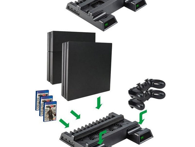 Vertical Cooling Stand With Dual Controller Charger For Ps4 - Black-1922443423512662017