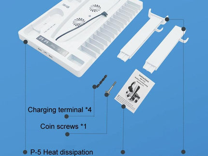 Ps5 Cooling Handle With Charging Base And Disc Storage Rack - White-1915197139391221766