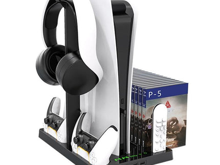 Ps5 Cooling Fan Base With Charging Stand And Disc Holder - Black-1915197143715549192