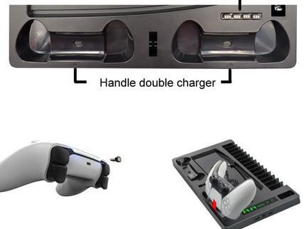 Ps5 Cooling Fan Base With Charging Stand And Disc Holder - Black-1915197143715549189