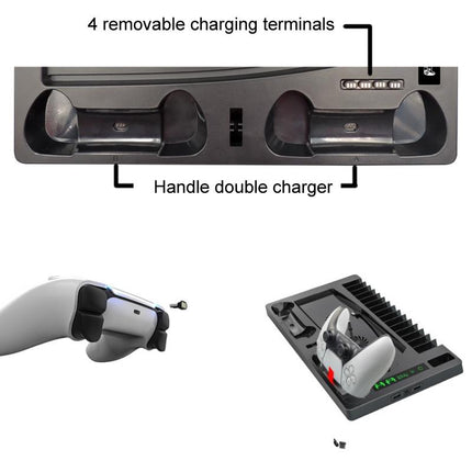Ps5 Cooling Fan Base With Charging Stand And Disc Holder - Black-1915197143715549189