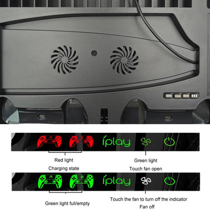 Ps5 Cooling Fan Base With Charging Stand And Disc Holder - Black-1915197143715549190
