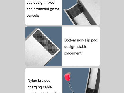 Steam Deck Charging Base Handheld Stand Charger Silver Gray-1915196946381934598