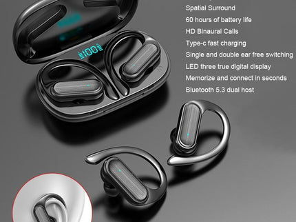 Wireless Noise-Cancelling Bluetooth Earbuds With Led Display - Blue-1915196694790803457
