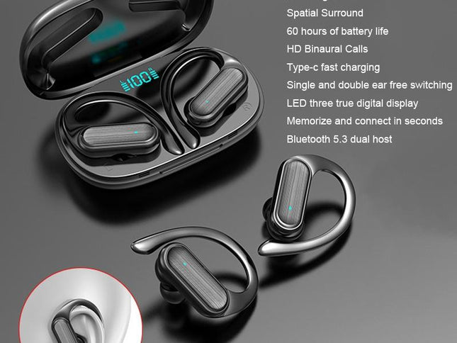 Wireless Noise-Cancelling Bluetooth Earbuds With Led Display - Blue-1915196694790803457