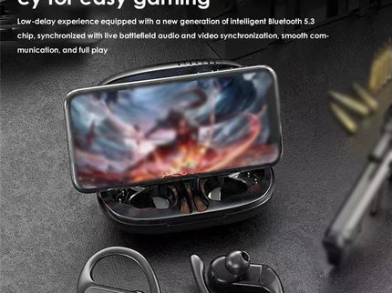 Wireless Noise-Cancelling Bluetooth Earbuds With Led Display - Blue-1915196694790803462