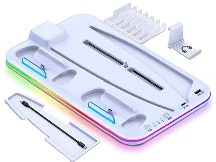Multi-Functional Cooling Base For Ps5 / Psvr2 Controller With Rgb Lights - White-1915196868254633991