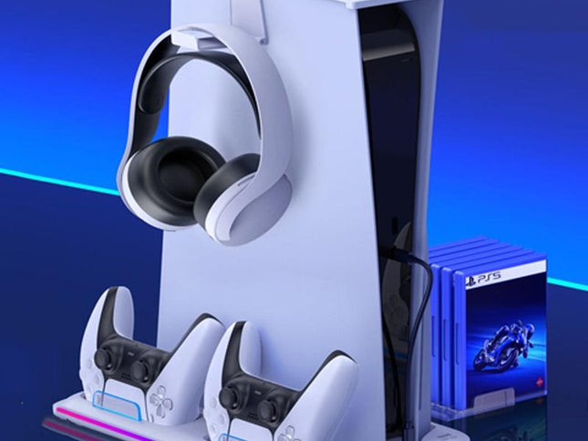 Multi-Functional Cooling Base For Ps5 / Psvr2 Controller With Rgb Lights - White-1915196868254633985