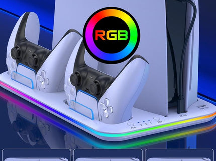 Multi-Functional Cooling Base For Ps5 / Psvr2 Controller With Rgb Lights - White-1915196868254633987